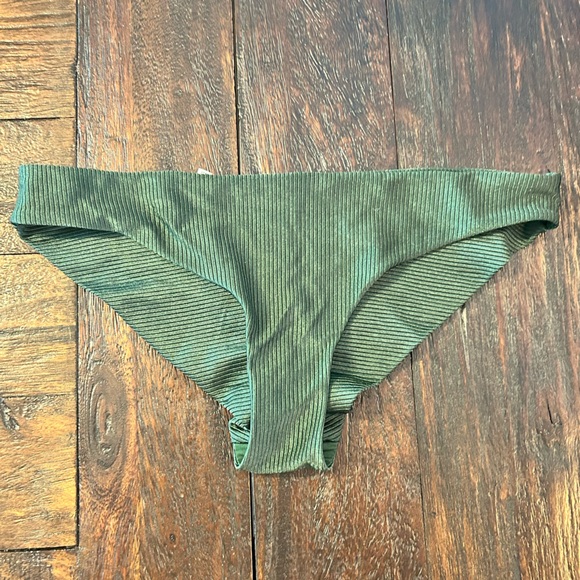 aerie Other - Aerie Olive Green Shine Ribbed Bikini Swim Bottoms